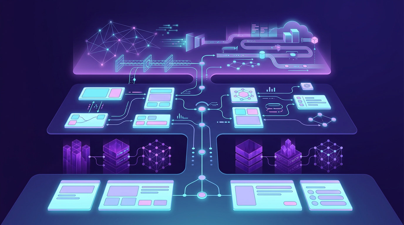Sistema full-stack: interfaccia, servizi, dati e infrastruttura collegati